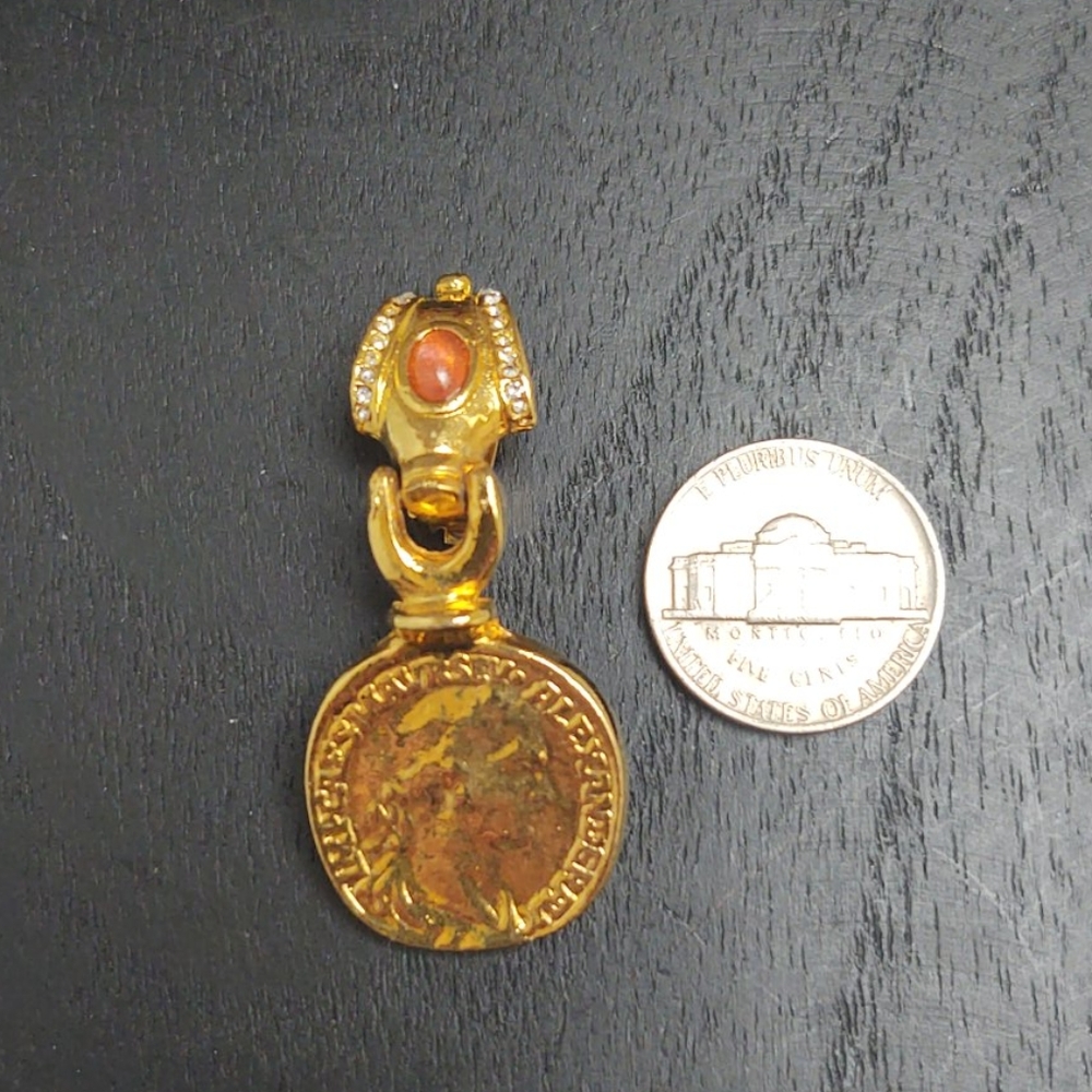 Rare M. SAAD Vintage Roman Coin Dangle Earrings - Picture 7 of 7